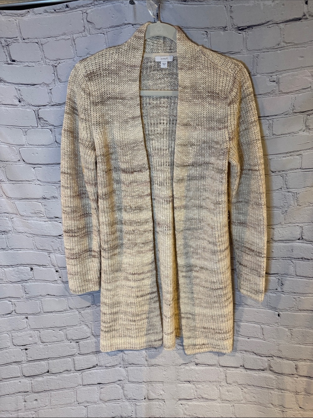J. Jill Open-Front Cream Marled Cardigan Sweater